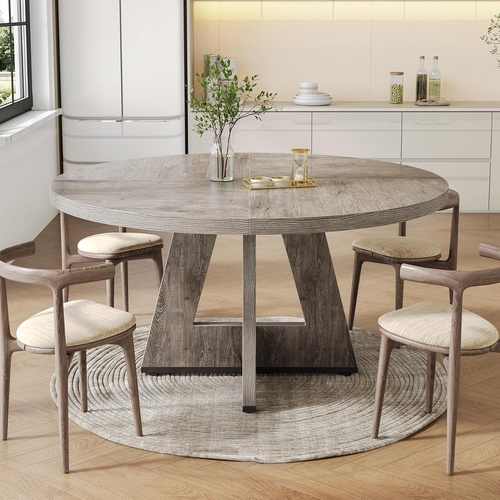 round 47 inch dining table for 4 to 6 with grey pedestal round 47 inch dining table for 4 to 6 with grey pedestal