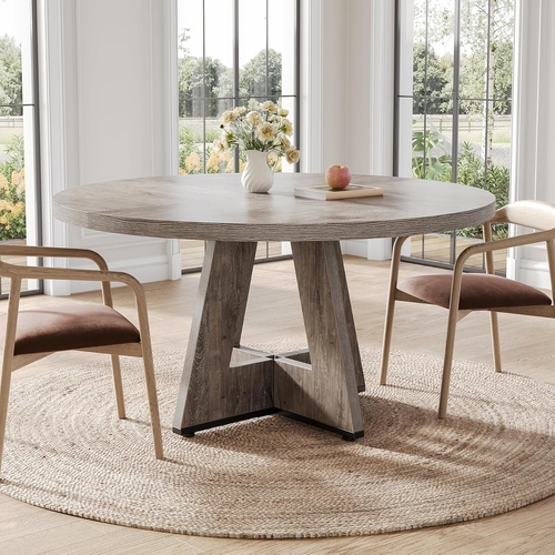 round 47 inch dining table for 4 to 6 with grey pedestal round 47 inch dining table for 4 to 6 with grey pedestal