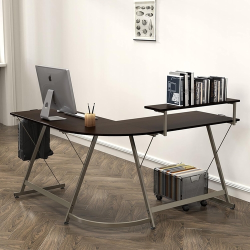 vista l shaped desk with removable monitor stand espresso vista l shaped desk with removable monitor stand espresso