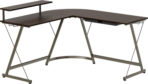 vista l shaped desk with removable monitor stand espresso vista l shaped desk with removable monitor stand espresso