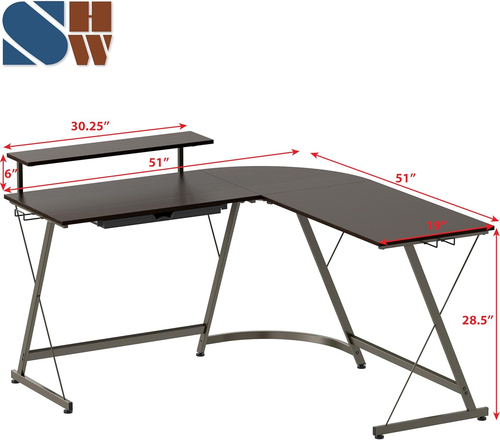vista l shaped desk with removable monitor stand espresso vista l shaped desk with removable monitor stand espresso