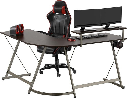 vista l shaped desk with removable monitor stand espresso vista l shaped desk with removable monitor stand espresso