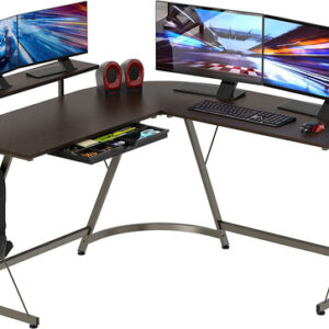vista l shaped desk with removable monitor stand espresso