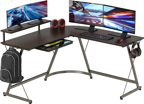 vista l shaped desk with removable monitor stand espresso vista l shaped desk with removable monitor stand espresso