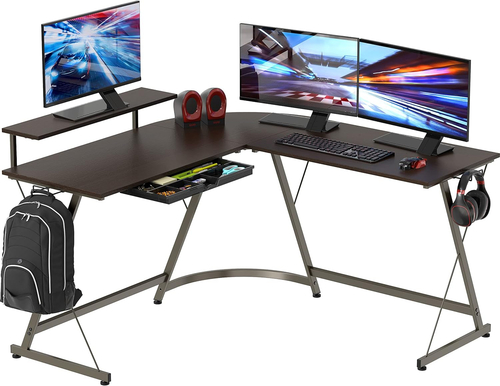 vista l shaped desk with removable monitor stand espresso vista l shaped desk with removable monitor stand espresso