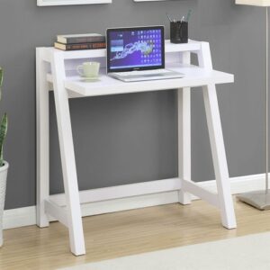 white modern minimalist compact laptop computer desk