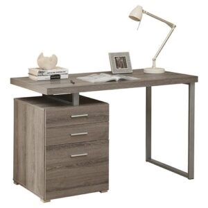 modern home office laptop computer desk in dark taupe wood finish