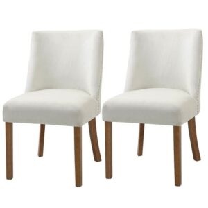 set of 2 modern nailhead diamond stitch upholstered dining chairs