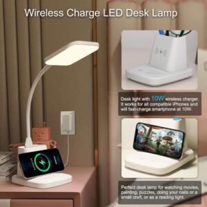 led desk lamp with wireless charger white 800 lumen