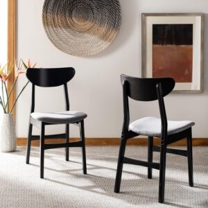 home lucca retro black and grey cushion dining chair set 2