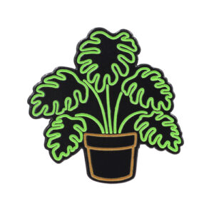 neon monstera – glow in the dark plant enamel pin