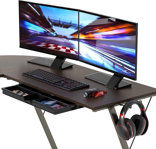 vista l shaped desk with removable monitor stand espresso vista l shaped desk with removable monitor stand espresso